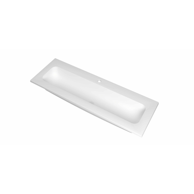 INK Reflekt lavabo - 120x40x1,5cm polystone central avec 1 trou de robinet - mat blanc
