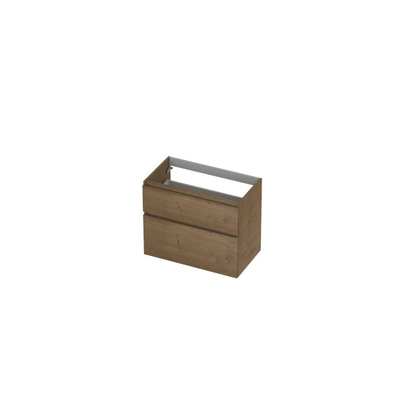 INK Wastafelonderkast - 80x45x65cm - 2 lades - greeploos - met houten keerlijst - MDF - Ash grey