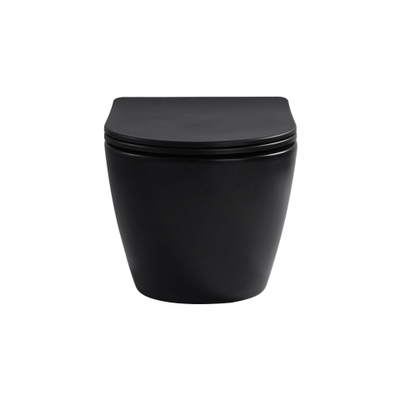 Aloni Pro WC suspendu – compact – sans bride – profondeur 49 cm – avec abattant softclose – noir mat