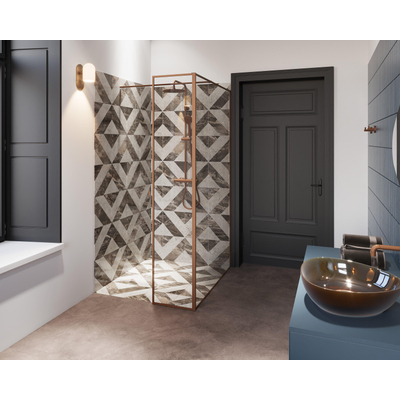 Riho Define Paroi de douche à l'italienne - forme L - 100x40x200cm - Cuivre mat