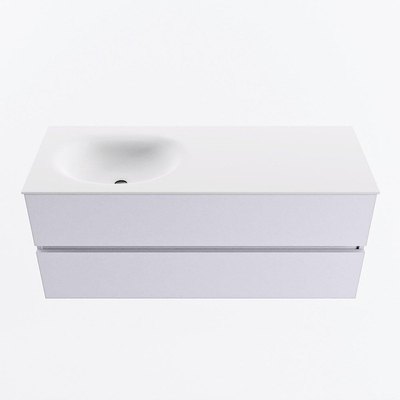 Mondiaz VICA Ensemble meuble de salle de bains - 120cm - cale - 2 tiroirs - Lavabo MOON - gauche - sans trou de robinet - couleur talc - version XL 60cm de haut