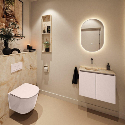 MONDIAZ TURE-DLUX 60cm toiletmeubel Rosee. EDEN wastafel Frappe positie links. Zonder kraangat.