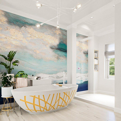 MONDIAZ HOLM DESIGN Baignoire autoportante - 180x85cm - Ocher / Talc