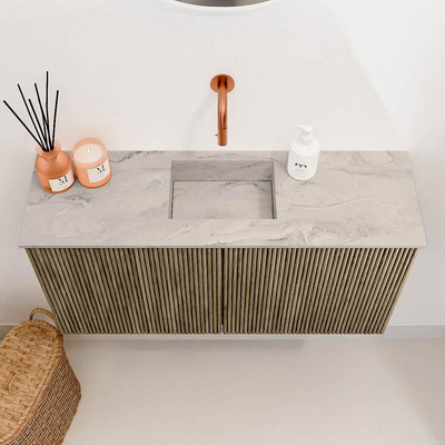 Mondiaz JOYA-DLUX 80cm meuble de toilette - couleur Dusk - Vasque FAYE position Milieu Sans trou de robinet couleur Glace.