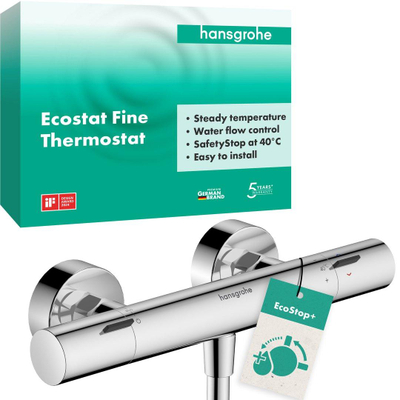 Hansgrohe Ecostat fine Douchekraan - thermostatisch - zonder omstel HOH=15cm - thermostaat - hoogglans chroom (wit)