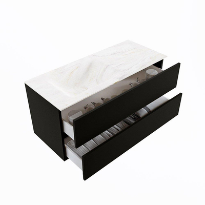 Mondiaz VICA-DLUX ensemble de meuble de salle de bain - 110cm - meuble sous-vasque urban - 2 tiroirs - lavabo encastré cloud gauche - 1 trou de robinet - version haute de 60cm - ostra