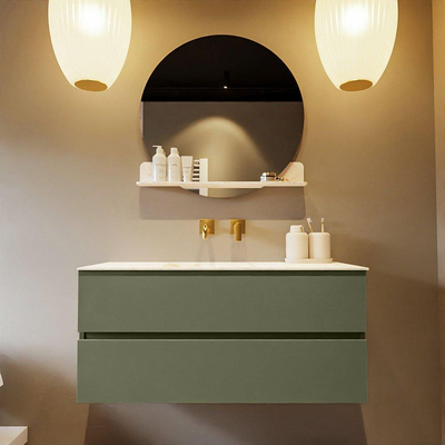 Mondiaz VICA-DLUX ensemble de meuble de salle de bain - 110cm - meuble sous-vasque armée - 2 tiroirs - lavabo encastré nuage milieu - sans trous de robinet - version haute de 60cm - ostra