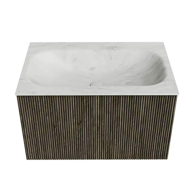 Mondiaz KURVE-DLUX Badkamermeubelset - 70x46x40cm - 1 lade - wastafel solid surface - midden - 1 kraangat - Shadow