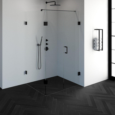 BRAUER Create Cabine de douche rectangulaire en 3 parties 120x90cm sans profilé avec verre de sécurité anticalcaire 8mm noir mat