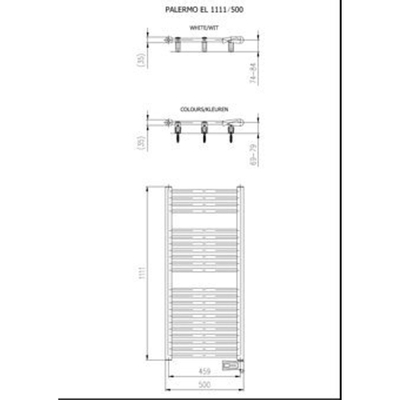 Plieger Palermo-EL III/Fischio elektrische designradiator horizontaal 1111x500mm 500W wit (RAL9016)