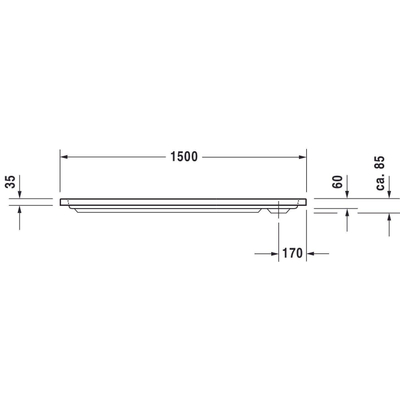 Duravit D-code Kunststof douchebak acryl rechthoekig - zonder paneel - 150x75cm - met afvoergat - diameter 90mm - wit