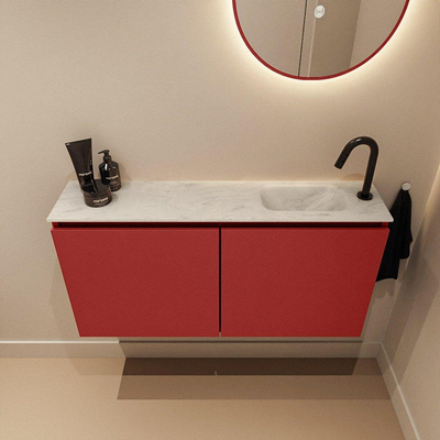 MONDIAZ TURE-DLUX 100cm toiletmeubel Fire. EDEN wastafel Opalo positie rechts. Met 1 kraangat.