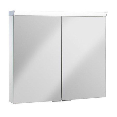 Crosswater Cabinet Lustro Spiegelkast - 80x70cm - LED verlichting - 2 deuren - IP44 - mirror glass (zilver)