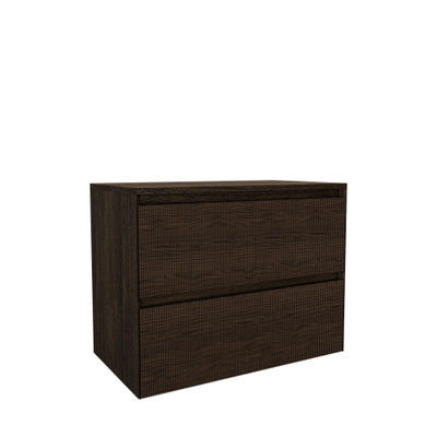 Saniclass Holz Atelier Badkamermeubelset - 80x45x60cm - topblad - zonder kraangaten - 2 lades - Eiken Charcoal