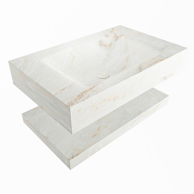 Mondiaz ALAN-DLUX Ensemble de meuble - 70cm - meuble Frappe mat - 0 tiroirs - Lavabo Cloud Frappe suspendu - vasque Centre - 0 trous de robinet
