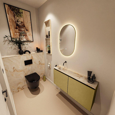 MONDIAZ TURE-DLUX Meuble de toilettes 100cm Oro. EDEN lavabo Frappe position gauche. Sans trou de robinet.