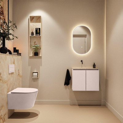 MONDIAZ TURE-DLUX Meuble toilette - 60cm - Rosee - EDEN - vasque Frappe - position gauche - sans trou de robinet