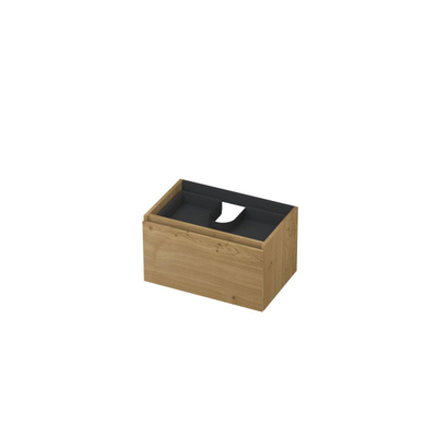 INK Wastafelonderkast - 70x45x40cm - 1 lade - greeploos - met houten keerlijst - MDF - Natur