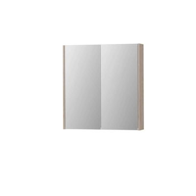 INK SPK2 armoire de toilette – 70 x 74 x 14 cm – 2 portes, portes-miroir double face – Chêne Ivoire