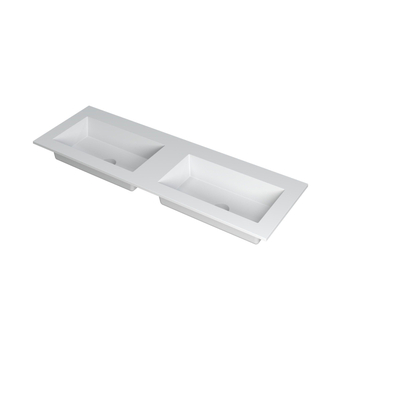 INK Kraft wastafel - 140x45x1cm - 2 wasbakken - 0 kraangaten - wit mat
