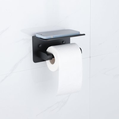Fortifura Calvi - toiletrolhouder - met plateau - mat zwart