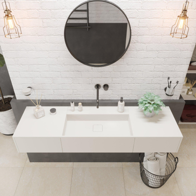 Ideavit SolidBliss Wastafel 140x40x20cm 0 kraangaten Solid surface mat wit