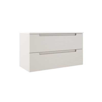 Saniclass Prime Balance Wastafelonderkast - 100x55x44.9cm - 2 lades - Geintegreerde greep - MDF - mat cotton (beige) TWEEDEKANS