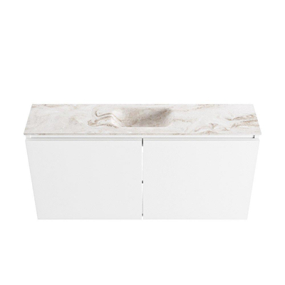 MONDIAZ TURE-DLUX Meuble de toilettes 100cm Talc. EDEN lavabo Frappe position milieu. Avec 1 trou de robinet.