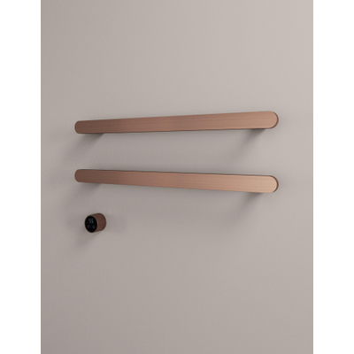 Hotbath &MORE Handdoekradiator - 80x38cm - vierkant - 2 stangen - horizontaal - met schakelaar - geborsteld koper PVD