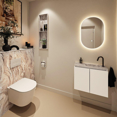 MONDIAZ TURE-DLUX 60cm toiletmeubel Talc. EDEN wastafel Glace positie rechts. Met 1 kraangat.