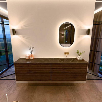 Mondiaz CIRO-DLUX Ensemble de meubles de salle de bains - 190x45x50cm - Lavabo solid surface Lava - 1 vasque à droite - sans trous de robinet - 4 tiroirs - Dusk