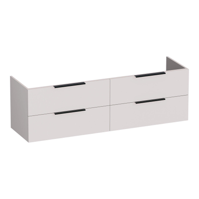 BRAUER Elevate meuble sous-lavabo 160 sans poignées rapportées 4 tiroirs softclose et 2 découpes pour siphon - sable mat