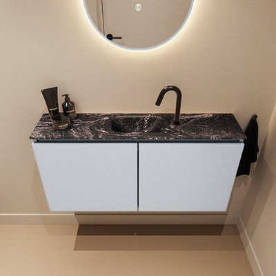 MONDIAZ TURE-DLUX Meuble toilette - 100cm - Clay - EDEN - vasque Lava - position centrale - 1 trou de robinet