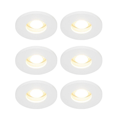 QAZQA Shed Spot encastrable - set de 6 - 8,5x8,5cm - IP54 - rond - blanc mat