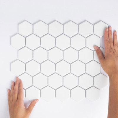 La Mosaic Factory Barcelona carreau mosaïque - 28,2x32,1cm - carrelage mural et de sol - Hexagone/Hexagone - Porcelaine Blanc Mat