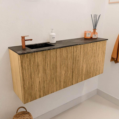 Mondiaz JOYA-DLUX 100cm toiletmeubel - kleur Oak - Wastafel FAYE positie Links 1 kraangat kleur Lava.