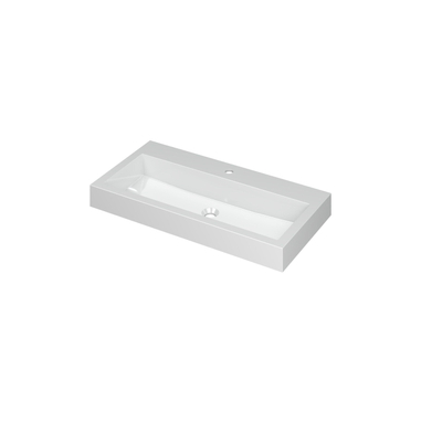 INK Momento wastafel - 90x45x9cm - 1 wasbak - 1 kraangat - polystone wit glans
