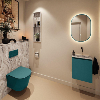 MONDIAZ TURE-DLUX Meuble de toilettes 40 cm Smag. Lavabo EDEN Glace position à droite. Sans trou de robinet.