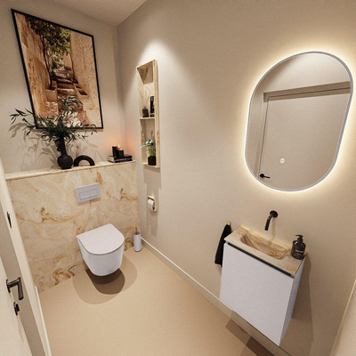 MONDIAZ TURE-DLUX Meuble WC 40 cm Cale. EDEN lavabo Frappe position milieu. Sans trou de robinet.