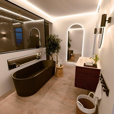Mondiaz CIRO-DLUX Ensemble de meubles de salle de bains - 90x45x50cm - Lavabo en solid surface Nata - 1 vasque Centrale - 1 trou de robinet - 2 tiroirs - Ruby