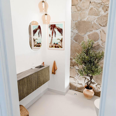 Mondiaz JOYA-DLUX 111.6cm toiletmeubel - ronding links kleur Dusk - Wastafel FAYE positie Rechts 1 kraangat kleur Oza.