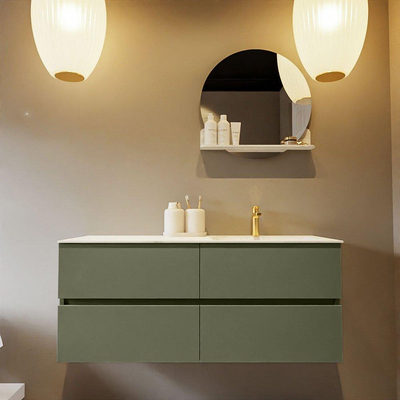 Mondiaz VICA-DLUX ensemble de meuble de salle de bain - 120cm - meuble sous-vasque armée - 4 tiroirs - lavabo encastré nuage droite - 1 trou de robinet - version haute de 60cm - opalo