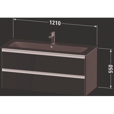 Duravit Ketho 2 meuble sous-lavabo avec 2 tiroirs pour lavabo simple 121x48x55cm avec poignées anthracite graphite supermat