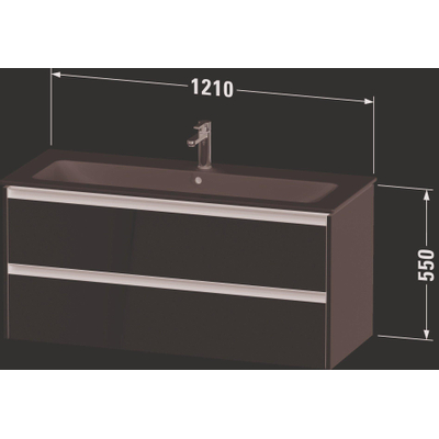 Duravit ketho 2 meuble sous-vasque avec 2 tiroirs pour un seul bassin 121x48x55cm avec poignées anthracite noyer foncé mat