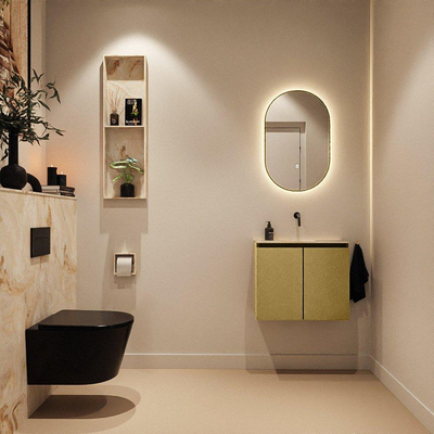 MONDIAZ TURE-DLUX Meuble toilette - 60cm - Oro - EDEN - vasque Frappe - position centrale - sans trou de robinet