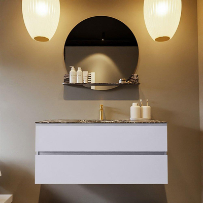 Mondiaz VICA-DLUX Ensemble de meuble de salle de bain - 110cm - meuble sous-vasque cale - 2 tiroirs - lavabo encastrée cloud milieu - 1 trou de robinet - version haute de 60cm - lave