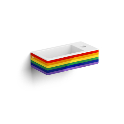 Clou Flush 3 fontaine - 36x18x9cm - céramique - 1 trou de robinet à droite - finition arc-en-ciel brillante (multicolore)