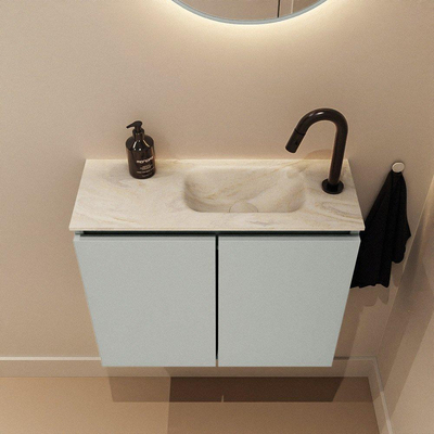 MONDIAZ TURE-DLUX 60cm toiletmeubel Greey. EDEN wastafel Ostra positie rechts. Met 1 kraangat.