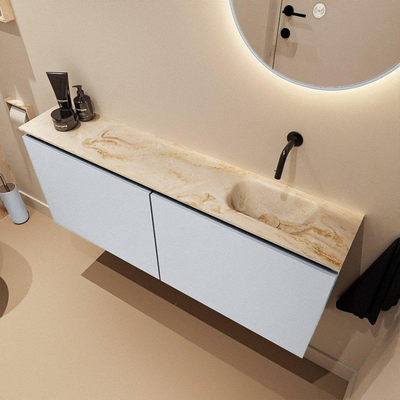 MONDIAZ TURE-DLUX Meuble de toilettes 120 cm Clay. EDEN lavabo Frappe position droite. Sans trou de robinet.