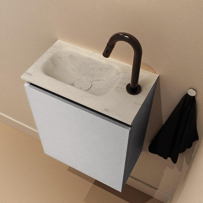 MONDIAZ TURE-DLUX Meuble toilette - 40cm - Plata - EDEN - vasque Opalo - position gauche - 1 trou de robinet